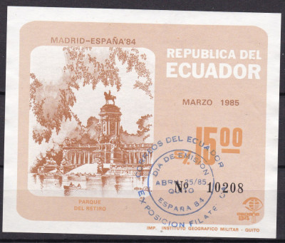 Ecuador 1985 Expozitie filatelica MI bl. 116 stampilat foto