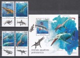 Angola 2019 - Animale acvatice preistorice, Serie cu Tapsuri + Colita, MNH