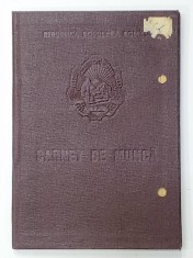 CARTE DE MUNCA ELIBERATA DE CENTRU TEHNIC INDUSTRUAL AL AERONAUTICEI , 1959 foto