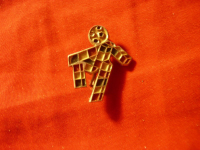 Insigna Mascota Campionatului Mondial de Fotbal - Italia 1990 ,h=2,6cm metal foto