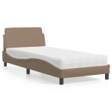 VidaXL Pat cu saltea, cappuccino, 80x200 cm piele ecologică