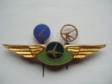 SET INSIGNE AVIATIE - AVIATIE CIVILA - PILOT TAROM , RARA + 2 LOGO TAROM, 1980 , RSR, IM 1.151