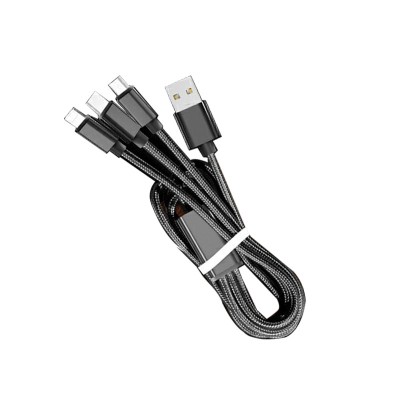 Cablu de date 3 in 1, Lightning, USB Type-C, Micro SUB, 2 m, Negru foto