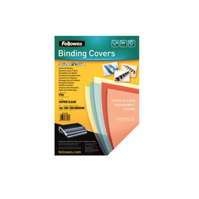 Set 100 Coperti Indosariere A4 Fellowes, Plastic, 150 Microni, Transparent, Coperta A4 Indosariere, Coperta A4 Indosariat, Coperta pentru Indosariat, foto