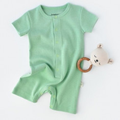 Salopeta cu pantaloni scurti - 100% bumbac organic - Mint, BabyCosy (Marime: 9-12 luni)