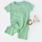 Salopeta cu pantaloni scurti - 100% bumbac organic - Mint, BabyCosy (Marime: 9-12 luni)