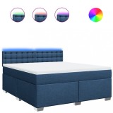 Cumpara ieftin Pat box spring cu saltea, albastru, 180x200 cm, material textil