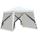 Pavilion/foisor pentru gradina/terasa, cadru metalic, cu plasa pentru insecte, bej, 3x3x2.35 m GartenVIP DiyLine, ART