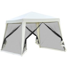 Pavilion/foisor pentru gradina/terasa, cadru metalic, cu plasa pentru insecte, bej, 3x3x2.35 m