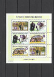 DR CONGO 2003 FAUNA ANIMALE SALBATICE HIPOPOTAMI ELEFANTI GORILE, Nestampilat