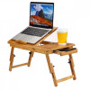 Masuta laptop 14 inch, pliabila, suport pahar, sertar, lemn de bambus, 50x30 cm, ProCart