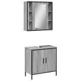 Cumpara ieftin Set mobilier de baie, 2 piese, gri sonoma, lemn prelucrat