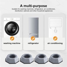 Set 4 tampoane anti-vibratii, Pentru masina de spalat, Cauciuc, Gri