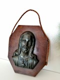 Aplica perete vintage bust Isus Iisus Christos Hristos Mantuitorul lemn si metal religie spiritualitate credinta