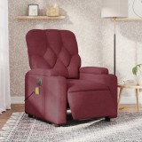 VidaXL Fotoliu electric de masaj rabatabil, roșu vin, textil