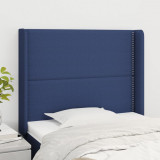 VidaXL Tăblie de pat cu aripioare, albastru, 93x16x118/128 cm, textil