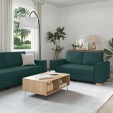 Set Canapea 3 Piese vidaXL Verde Inchis Textil: Fotoliu, Canapea 2 Locuri, Canapea 3 Locuri - Dimensiuni Variate, Confort &amp; Stil