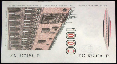 Bancnota 1000 LIRE - ITALIA, anul 1982 *cod 877 - UNC foto