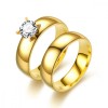 Set Verighete Cuplu Inox Placat Aur 18K, Zirconiu, Elegant, Marimi 6-13, 8mm, Aniversare, Logodna, Casatorie