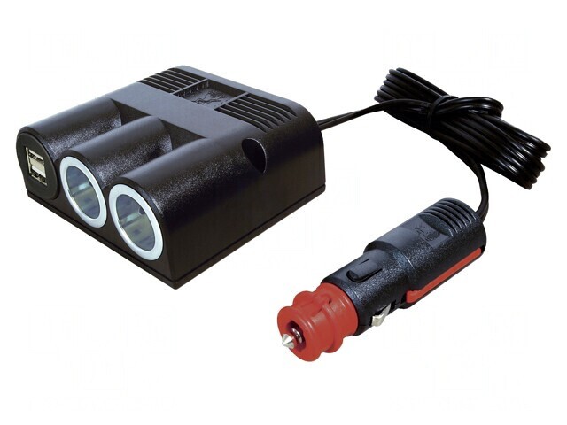 Adaptor Auto Dublu USB și Brichetă Negru