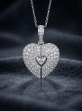 Pandantiv Inima Argint 925 Sterling, Pavat cu Zirconiu Transparent, 3.53g, 2cm