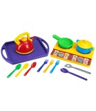 Set de Bucatarie cu Plita, Ibric, Tigaie, Oala si Tacamuri