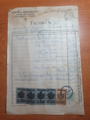 factura din anii &amp;#039;40 - flancata cu 51 timbre fiscale foto