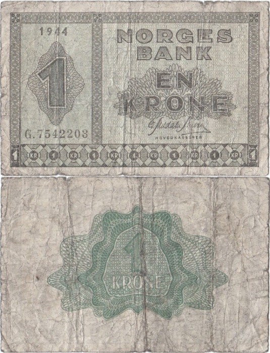 1944, 1 krone (P-15a.5) - Norvegia