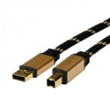 Cablu imprimanta USB 2.0 A-B T-T 3m Gold, Roline 11.02.8803