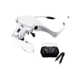 Ochelari cu Lupă și LED &ndash; 5 Lentile Interschimbabile 1.0X-3.5X &ndash; Iluminare LED