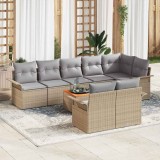 vidaXL Set de canapele pentru grădină cu pernă 9 pcs Bej, Gri deschis