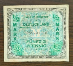 Bancnota Germania - 1/2 Mark 1944 - Autoritatea militara aliata