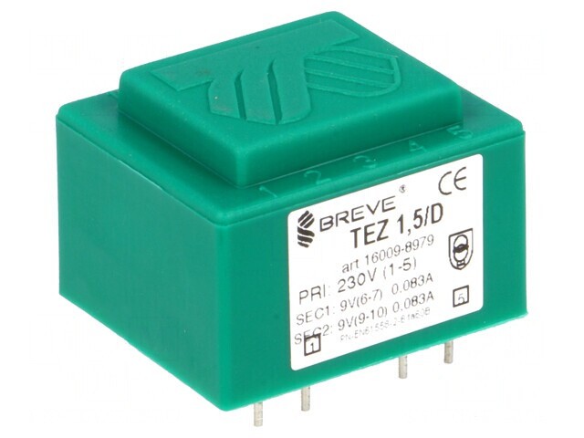 Transformator &icirc;ncapsulat 1,5VA 230VAC 9V PCB