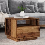VidaXL Măsuță de cafea cu lumini LED, lemn vechi, 50x49x40 cm