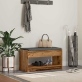 vidaXL Bancă pentru hol cu pernă cu raft Lemn vechi 83 x 38 x 45 cm 891582