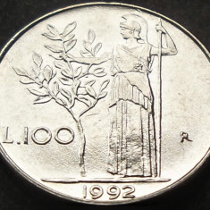 Moneda 100 LIRE - ITALIA anul 1992 *cod 2439 = A.UNC - MODELUL MIC