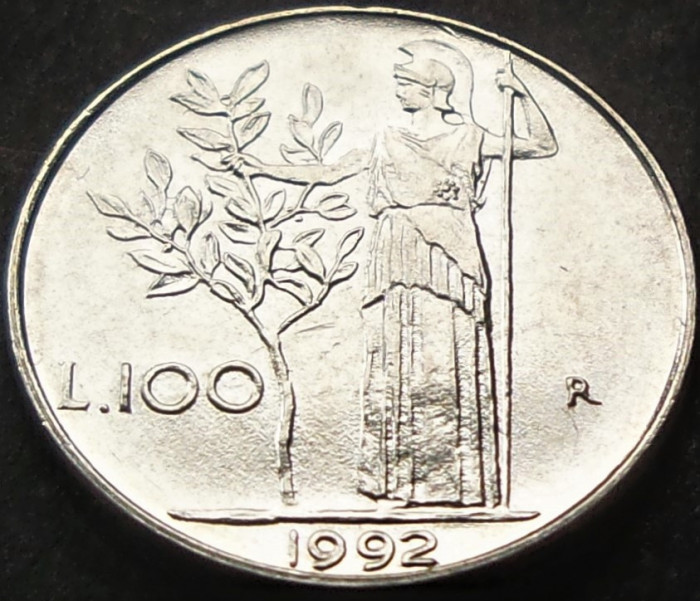 Moneda 100 LIRE - ITALIA anul 1992 *cod 2439 = A.UNC - MODELUL MIC
