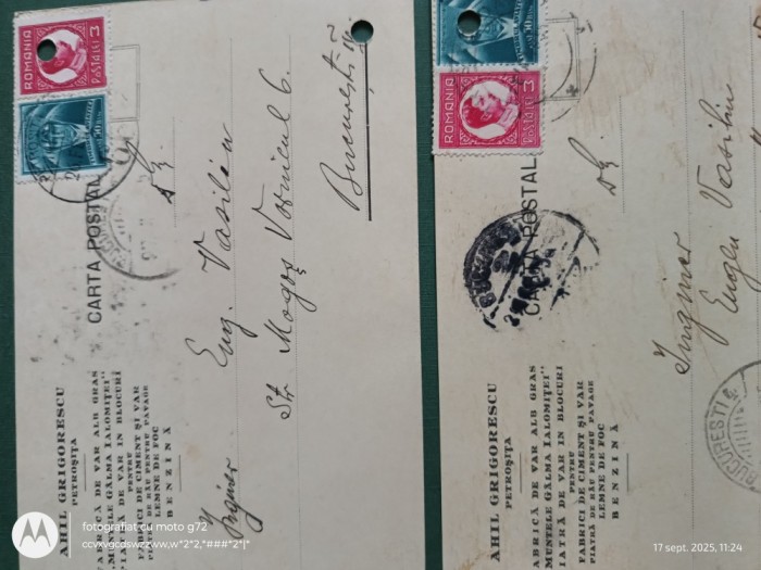 Regalitate Romania ,grup doua carti postale corespondenta circulate,corepondenta financiar -comerciala avocat