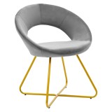 Cumpara ieftin Scaun Valentina metal auriu cu gri catifea
