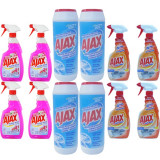 4 x Ajax, solutie bucatarie + Ajax, praf de curatat 450g + 4 x Ajax Geamuri