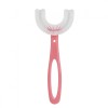 Periuta de Dinti in Forma de U, pentru Copii 6-12 ani, Peri Moi, 12 cm, Model Inima, Culoare Roz
