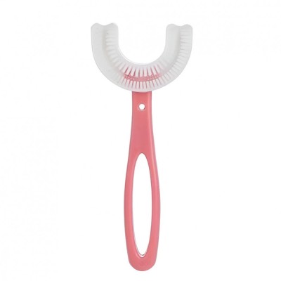 Periuta de dinti in forma de u, flippy, pentru copii 6-12 ani, peri moi, 12 cm, model inima, culoare roz foto