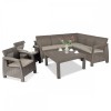 Set Mobilier Gradina Curver Corfu Relax Duo Cappuccino, Plastic Imitatie Ratan, 2 Persoane, Perne Incluse