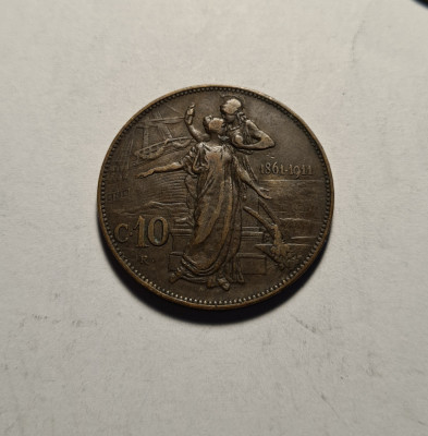 Italia 10 Centesimi 1911 Aniversarea de 50 ani a Regatului Italiei 1861 1911 foto