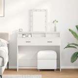 Masă de toaletă cu lumini LED Alb 100x41x140 cm