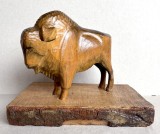 Zimbru carpatin - sculptat manual in lemn, sculptura artizanala Epoca de Aur