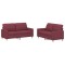 Set canapea cu perne, 2 piese, rosu vin, material textil