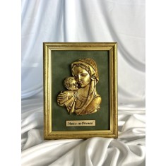 Maica cu pruncul - icoană din ceramică și foiță aurie