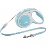 Flexi New Comfort, M cord, lesa retractabila, 5m, albastru deschis