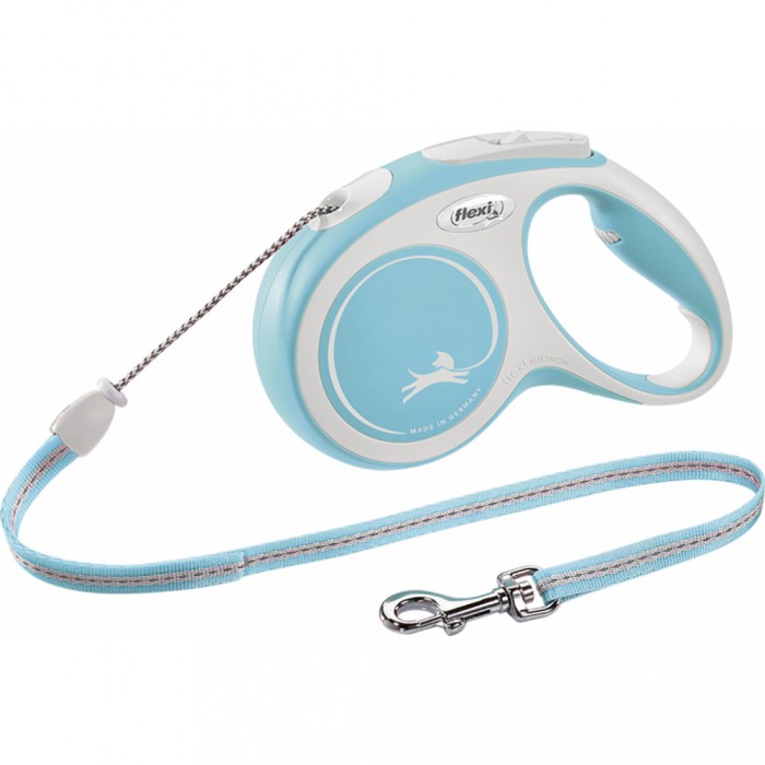 Flexi New Comfort, M cord, lesa retractabila, 5m, albastru deschis